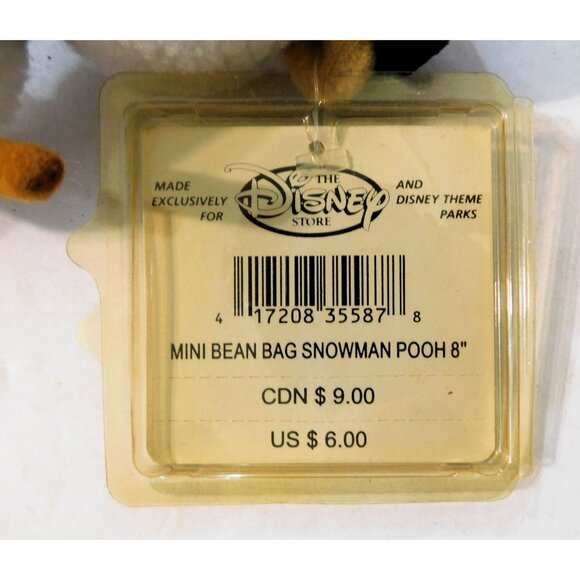Disney Store Snowman Pooh Mini Bean Bag Plush 8" Christmas Holidays - Picture 6 of 6